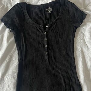 Hollister Black Ribbed Short Sleeve Top